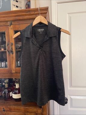 Izod Sleeveless Polo Tank Top in Charcoal Heather